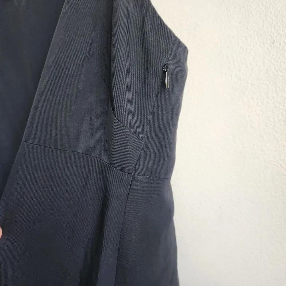 Everlane Black Japanese Crossback Slip Midi Dress Size 12 Sleek Minimalist - Picture 7 of 10